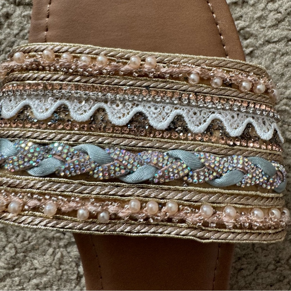 Steve Madden Thread Sandals Size 8 Womens Slide Square Toe Slip-On Shoes - Picture 5 of 6